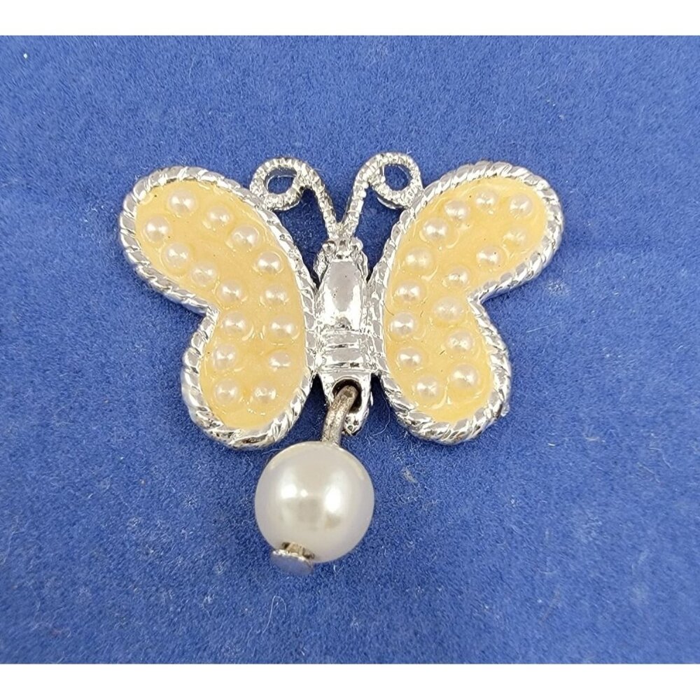 AVON Silver‎ Butterfly Tac Pin June Pearl Birthstone New With Box